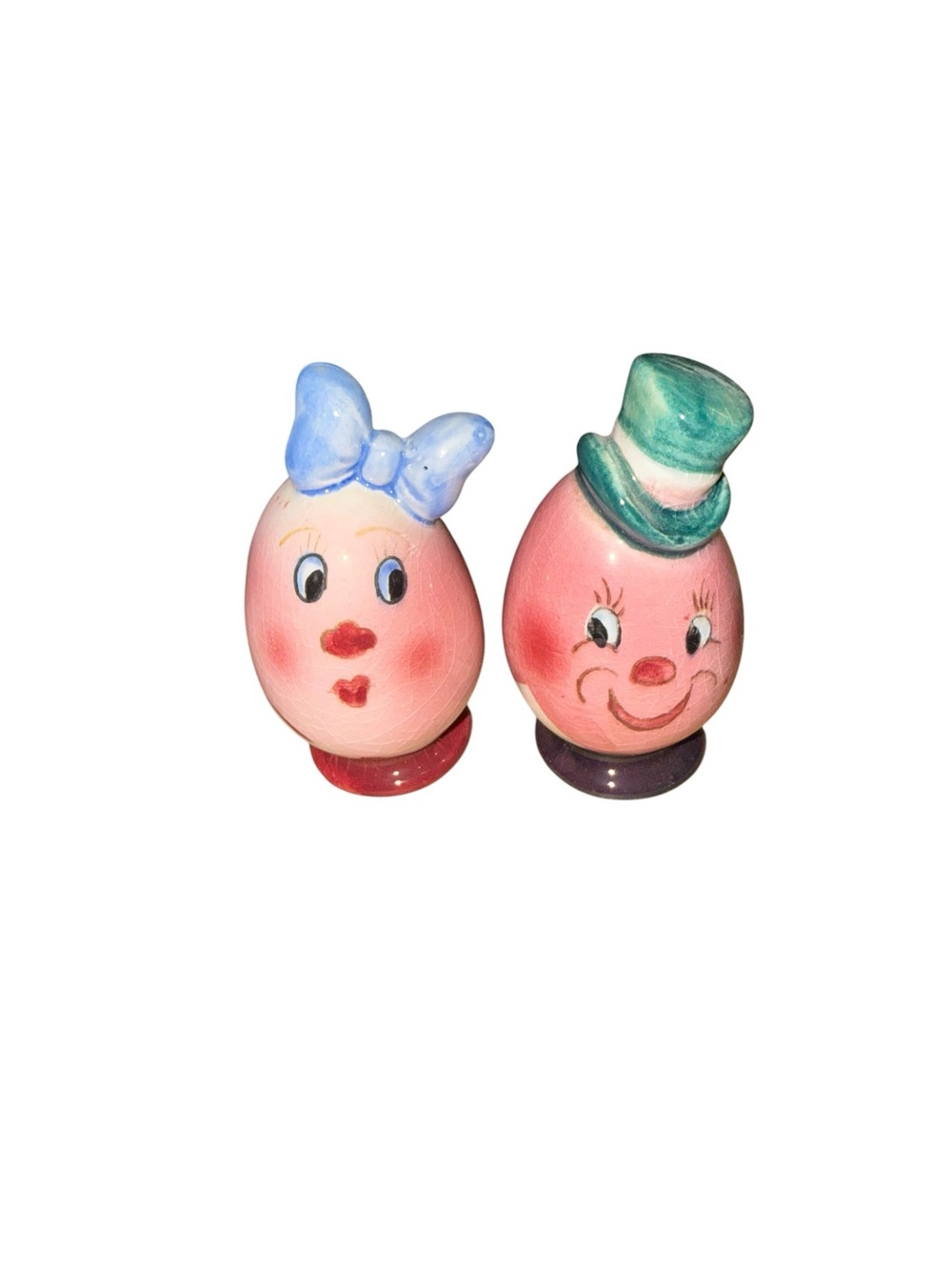Vintage anthropomorphic egg salt and pepper shakers